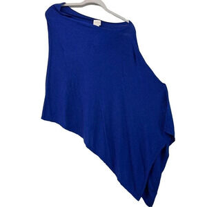 Chico's Womens Size S/M Blue Rayon Blend Light-weight Poncho FLAW